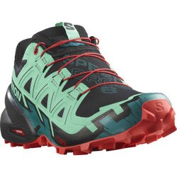 Salomon Speedcross 6 Trail Running Shoe Women's in Black and Biscay Green